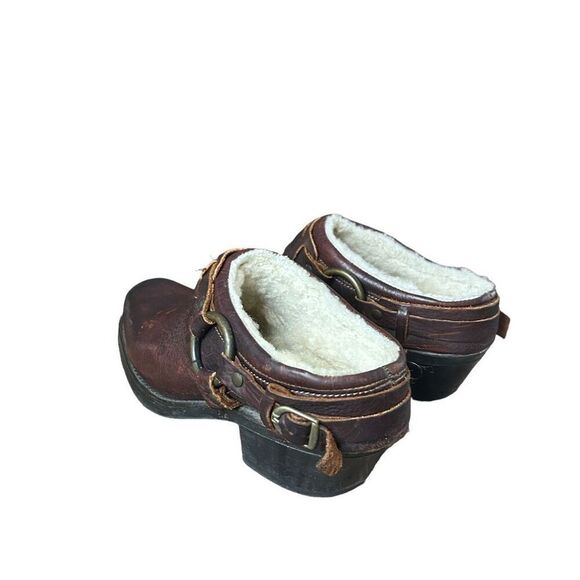 FRYE Women’s Sherpa Lined Brown Belted Leather Mule Heel Size Unknown - Picture 5 of 13